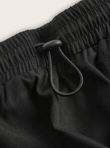 SHEIN EZwear 素色抹胸上衣和側抽繩半身裙 - 黑色 - 查看 3