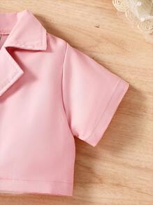 嬰兒雙排釦襯衫和吊帶連衣裙套裝 - 彩色 - 查看 4