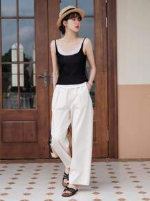 DAZY Áo dệt kim nữ Gân đan Khối Màu Giải trí - màu đen - Xem 4