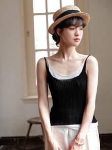 DAZY Áo dệt kim nữ Gân đan Khối Màu Giải trí - màu đen - Xem 7