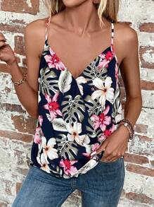 SHEIN LUNE Tropical Print Cami Top - Multicolor - View 3