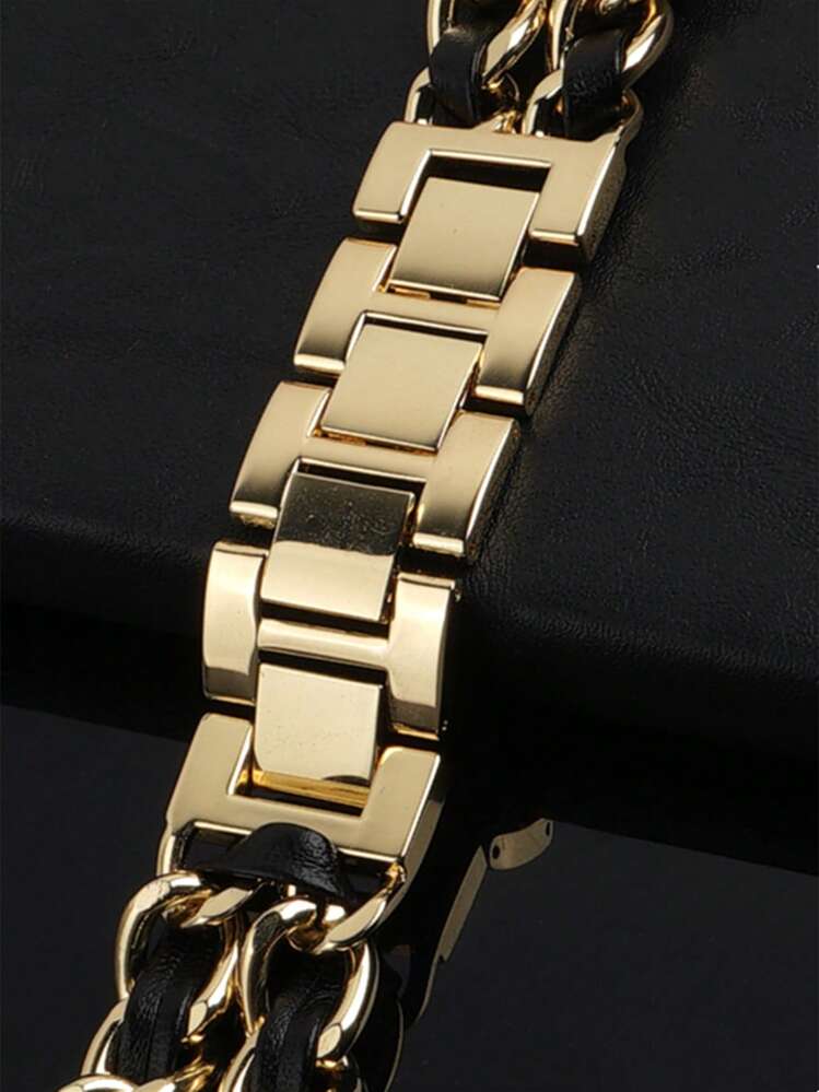 1pc Women's Stainless Steel Leather Watch Band, Compatible With Apple Watch 42mm, 38mm, 40mm, 41mm, 44mm, 45mm, 46mm, 49mm, Fashionable Smart Watch Replacement Strap For Series Ultra2, Ultra SE2, SE 11, 10, 9, 8, 7, 6, 5, 4, 3, 2, 1, Suitable As A Back-To-School Gift - Multicolor - View 2