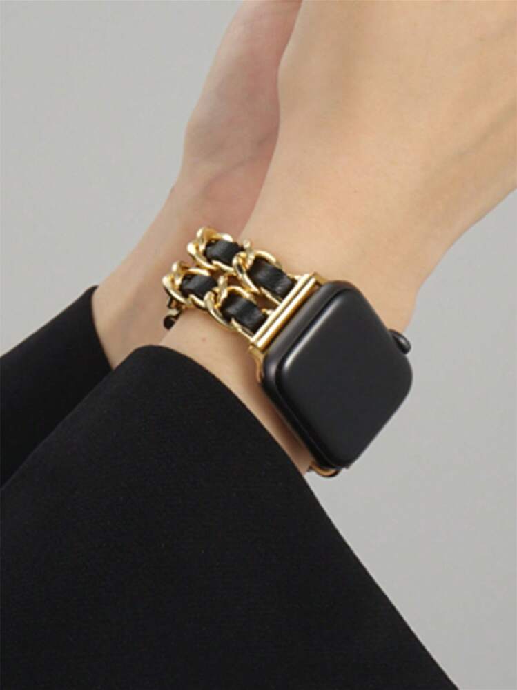 1pc Women's Stainless Steel Leather Watch Band, Compatible With Apple Watch 42mm, 38mm, 40mm, 41mm, 44mm, 45mm, 46mm, 49mm, Fashionable Smart Watch Replacement Strap For Series Ultra2, Ultra SE2, SE 11, 10, 9, 8, 7, 6, 5, 4, 3, 2, 1, Suitable As A Back-To-School Gift - Multicolor - View 4