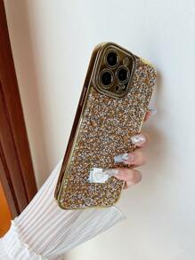 Ốp điện thoại trang trí kim cương giả tương thích với iPhone15/15Plus/15Pro/15Promax - Vàng - Xem 3