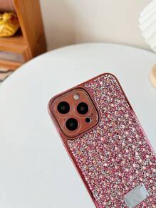 水鑽裝飾手機殼相容 iPhone15/15Plus/15Pro/15Promax - 玫瑰金 - 查看 5