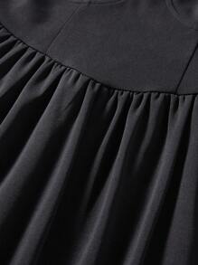 SHEIN 青少年女孩素色吊帶連衣裙 - 黑色 - 查看 5
