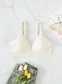 Solid Knot Detail Bikini Top - Beige - View 3