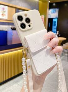 插卡槽手機外殼附帶繩子 - 米色 - 查看 5