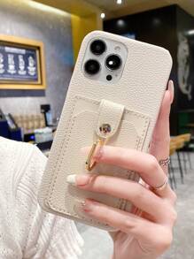 Custodia Flip Portafoglio Per IPhone 13 Con Cinturino E Farfalla In Rilievo 3D - Pelle Sintetica Con Slot E Chiusura Magnetica - Oro Rosa - 3
