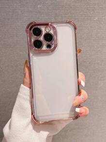 Contrast Frame Clear Phone Case - Rose Gold - View 1