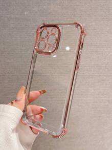 Contrast Frame Clear Phone Case - Rose Gold - View 2