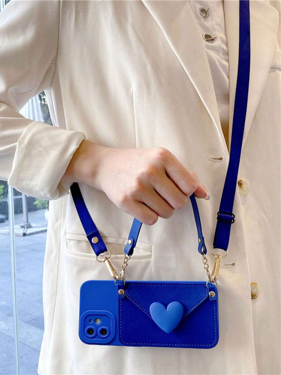 Multi-Purpose Smartphone Case With Shoulder Strap, Card Slot, Coin Pocket, And Compatible With Iphone 15pro Max, Compatible With Xiaomi, Compatible With Huawei, Compatible With Samsung Phone Models,International Version, Not The Domestic Version - Blue - View 1
