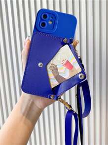 Multi-Purpose Smartphone Case With Shoulder Strap, Card Slot, Coin Pocket, And Compatible With Iphone 15pro Max, Compatible With Xiaomi, Compatible With Huawei, Compatible With Samsung Phone Models,International Version, Not The Domestic Version - Blue - View 4