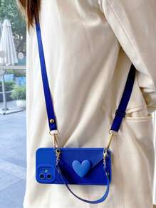 Multi-Purpose Smartphone Case With Shoulder Strap, Card Slot, Coin Pocket, And Compatible With Iphone 15pro Max, Compatible With Xiaomi, Compatible With Huawei, Compatible With Samsung Phone Models,International Version, Not The Domestic Version - Blue - View 5