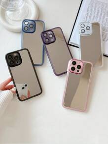 Ốp Điện Thoại Gương Trang Điểm Tương Thích Với iPhone 11, Có Phim Bảo Vệ Ống Kính, Chức Năng Chống Rơi, Vòng Kim Loại Với Phim Ống Kính Vỏ Điện Thoại Gương Tương Thích Với iPhone 15 Pro - màu đen - Xem 1