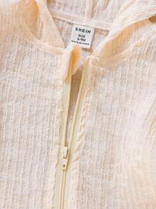SHEIN Baby Solid Zip Up Hooded Jacket - Apricot - View 3