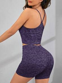 SHEIN Unity 素色吊帶短上衣和騎行褲 - 紫羅蘭色 - 查看 1