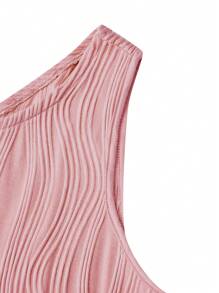 SHEIN Clasi 大碼單肩鏤空高衩連衣裙 - 粉色 - 查看 4