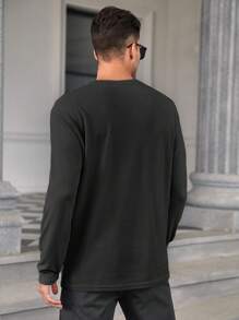 Manfinity Homme 男士素色圓領T恤 - 深灰色 - 查看 2