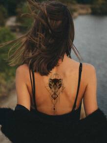 1sheet Leopard Print Tattoo Sticker - Black - View 1