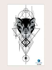 1sheet Leopard Print Tattoo Sticker - Black - View 2