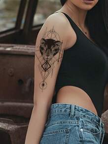 1sheet Leopard Print Tattoo Sticker - Black - View 3