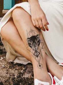1sheet Leopard Print Tattoo Sticker - Black - View 4