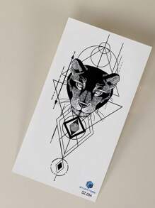 1sheet Leopard Print Tattoo Sticker - Black - View 5