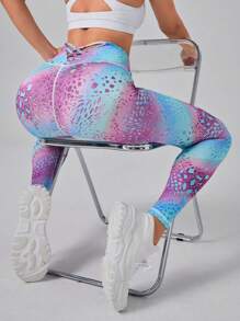 SHEIN Yoga Party Quần Leggings Thể thao Nữ Hội Chữ thập Đồ họa Cà vạt nhuộm - Nhiều màu - Xem 1