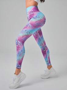 SHEIN Yoga Party Quần Leggings Thể thao Nữ Hội Chữ thập Đồ họa Cà vạt nhuộm - Nhiều màu - Xem 3