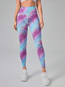 SHEIN Yoga Party Quần Leggings Thể thao Nữ Hội Chữ thập Đồ họa Cà vạt nhuộm - Nhiều màu - Xem 4