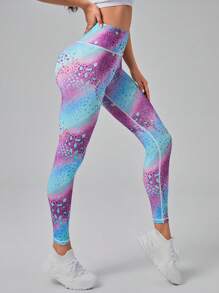 SHEIN Yoga Party Quần Leggings Thể thao Nữ Hội Chữ thập Đồ họa Cà vạt nhuộm - Nhiều màu - Xem 5
