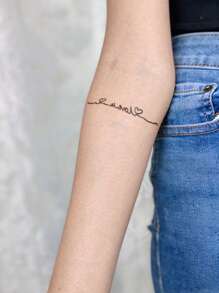 4 miếng dán hình xăm tạm thời hình con bướm, nhịp tim, chìa khóa màu đen, họa tiết chim bay cho ngón tay, cổ tay hoặc các bộ phận khác trên cơ thể - màu đen - Xem 6