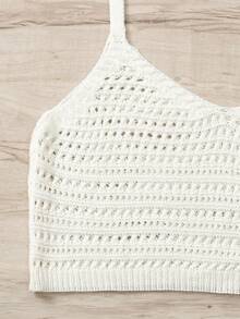 鏤空吊帶罩衫上衣 - 白色 - 查看 8