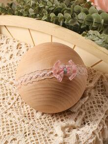 Newborn Photography Ruffle Trim Mesh Overlay Bodysuit & Hat & Headband - Coral Pink - View 5