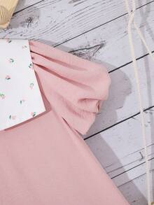 SHEIN 女孩碎花水手領荷葉邊洋裝 - 淺粉色 - 查看 6