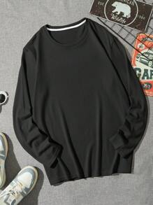 Manfinity Homme 男士素色圓領T恤 - 深灰色 - 查看 5
