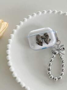 Bow Decor Case Compatible With AirPods - Clear - View 1