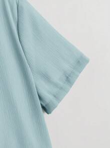 SHEIN Áo sơ mi bé trai Nút phía trước màu trơn Giải trí - Màu xanh nhạt - Xem 4