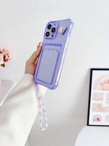 兔子裝飾卡槽手機殼帶掛繩相容 iPhone15/15Plus/15Pro/15Promax - 紫色 - 查看 2