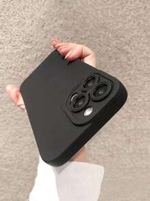 1 pieza Funda de teléfono con textura de puntos de unicolor compatible con Apple 16 Pro Max, 16E, 14/13, 12, 11 Pro Max, XS Max, X, XR, 8, 7, 6S, Plus, Mini y Galaxy A13 5G, S21 FE 5G, A15, A21S, A34, A12, S21, S25 etc. Funda de teléfono a prueba de golpes, adecuada como regalo de cumpleaños, para novia, novio o uso personal, resistente al agua, a las caídas y a los arañazos - Negro - Ver 3