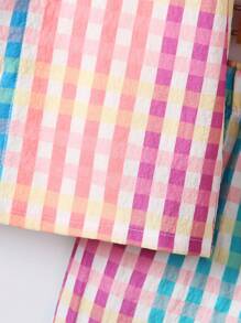 SHEIN 2入組/套兒童夏季服裝，男童短袖格子襯衫和短褲套裝，休閒開衫，多色 - 彩色 - 查看 8