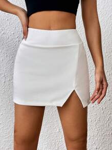 SHEIN EZwear Váy nữ Chia màu trơn Gợi cảm - trắng - Xem 3