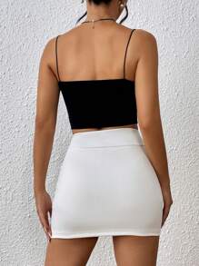 SHEIN EZwear Váy nữ Chia màu trơn Gợi cảm - trắng - Xem 2