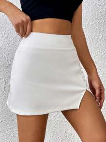 SHEIN EZwear Váy nữ Chia màu trơn Gợi cảm - trắng - Xem 7