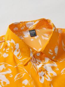 Manfinity RSRT Men 1pc Floral Print Shirt - Yellow - View 3
