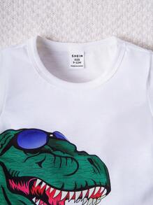 Bebé niño Conjunto shorts con camiseta con estampado de dinosaurio - Blanco - Ver 3