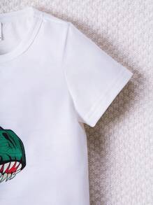 Bebé niño Conjunto shorts con camiseta con estampado de dinosaurio - Blanco - Ver 4