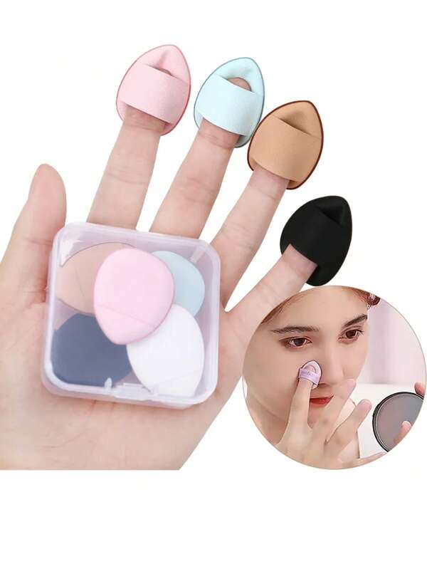 HMQ beauty Box Of 5pcs Mini Air Cushion Powder Puff Thumb Shaped Makeup Sponge For Applying Around Nose & Eye Area Ladies' Makeup Tool,Makeup,Cheap,Room Decor,Vanity,Travel,Bedroom,Makeup Accessories,Puff,Makeup Blender,Powder Puff,Makeup Sponge