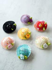 8pcs Random Flower Decor Pet Hair Clip For Dog And Cat For Decoration - Multicolor - View 4